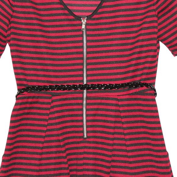 Dark Red and Black Striped Mini Dress Size Large - Picture 4 of 4